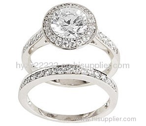 Sterling Silver Clear Cubic Zirconia Bridal-inspired Ring Set,925 silver jewelry,fine jewelry