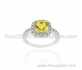 Sterling Silver Citrine and Diamond Accent Square Ring,925 silver jewelry,fine jewelry