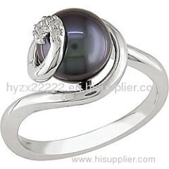 Sterling Silver Black Pearl Ring,fine jewelry,925 silver jewelry