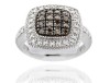 Sterling Silver 1.5ct TDW Brown Diamond Square Ring,925 silver jewelry,fine jewelry
