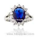 925 sterling silver blue and clear cubic zirconia ring,gemstone ring,silver jewelry,fine jewelry