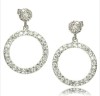 Ladies Classy Micro Pave Cubic Zirconia CZ Silver Dangle Stud Earrings,fine jewelry,925 silver jewelry