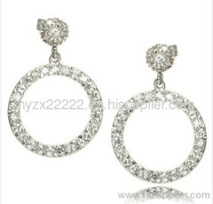 Ladies Classy Micro Pave Cubic Zirconia CZ Silver Dangle Stud Earrings,fine jewelry,925 silver jewelry