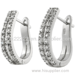 Sterling Silver Cubic Zirconia Hoop Earrings,925 silver jewelry,fine jewelry