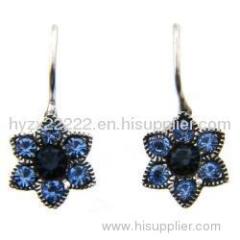 Sterling Silver Blue Cubic Zirconia Flower Earrings,925 silver jewelry,fine jewelry