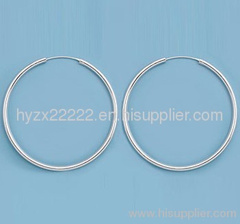 Plain Sterling Silver Continuous Hoop Earrings 1.2mm,925 silver jewelry,fine jewelry
