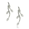 Sterling Silver Cubic Zirconia Vine Leaves Dangle Earring,925 silver jewelry,fine jewelry