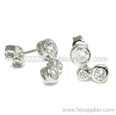 Sterling Silver Bubble Bezel Cubic Zirconia Tiffany Style Stud Earrings,925 silver jewelry,fine jewelry