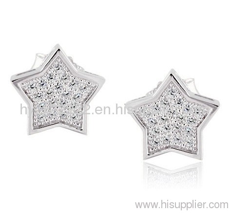 Serendipity Collection Sterling Silver CZ Micro Pave Star Stud Earrings,925 silver jewelry,silver earrings