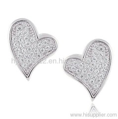 Serendipity Collection Heart Shaped Cubic Zirconia Sterling Silver Earrings,925 silver jewelry,fine jewelry