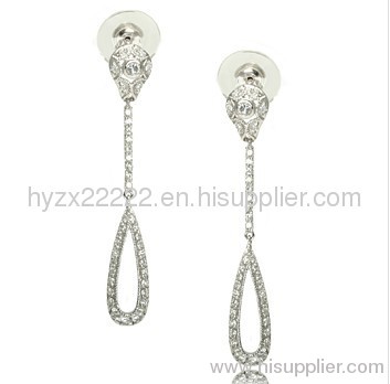 Ravishing Oval Drop Cubic Zirconia CZ Sterling Silver Dangle Earrings,925 silver jewelry,fine jewelry
