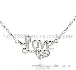 Women's Sterling Silver Love CZ Fashion Necklace,silver pendant,925 silver jewelry