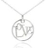 Women's Sterling Silver Encircled Love Fashion Necklace,925 silver jewelry,silver pendant,fine jewelry