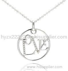 Women's Sterling Silver Encircled Love Fashion Necklace,925 silver jewelry,silver pendant,fine jewelry