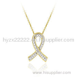 18k Gold over Sterling Silver Diamond Accent Ribbon Necklace,gold jewelry,fine jewelry