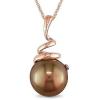 10k rose gold brown freshwater pearl necklace,fine jewelry,gold jewelry,pearl pendant