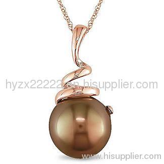 10k rose gold brown freshwater pearl necklace,fine jewelry,gold jewelry,pearl pendant