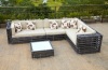 Alu garden rattan sofa big round wicker lounge set