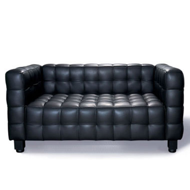 comfortable leather black sofa with 2 seats