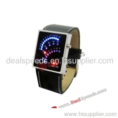 Fashion LED Leather Wrist Watch with 29 bright LED Black