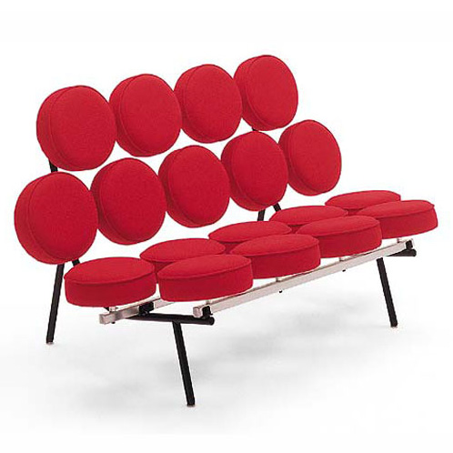 unusual red real leather marshmallow sofa 4 seater