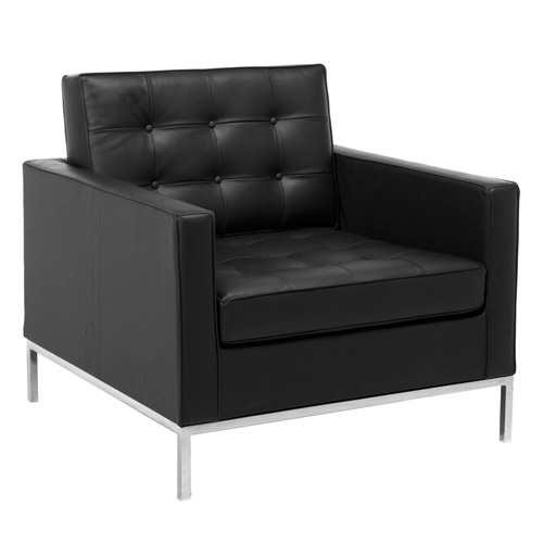 black genuine leather knoll single sofa