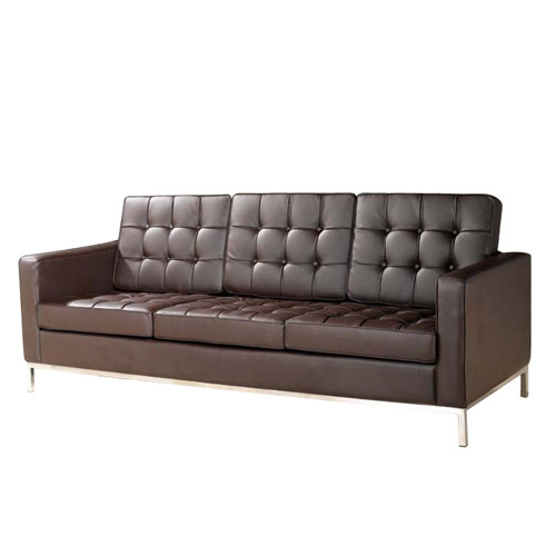luxury brown genuine leather knoll 3 seater sofa