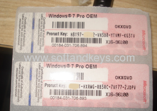 Windows 7 Pro COA Key Label Sticker License, X16, Pink