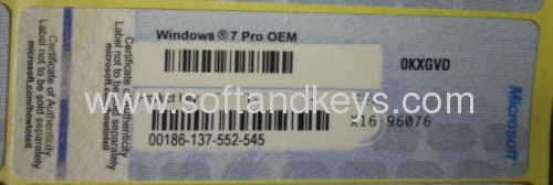 Windows 7 Pro COA Key Label Sticker License, X16, Blue