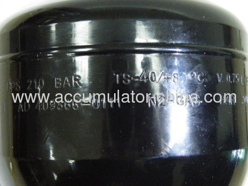 0.75 ltr 210 bar Diaphragm Accumulator Hydraulic Accumulator Gas Cylinder