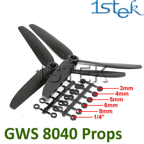 GWS 8040 8"X4 CW/CCW 3 BLADE PROPELLER FOR MULTICOPTER