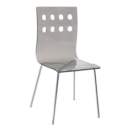 Hot Sale Acrylic Seat Chromed Steel Legs Side Chair