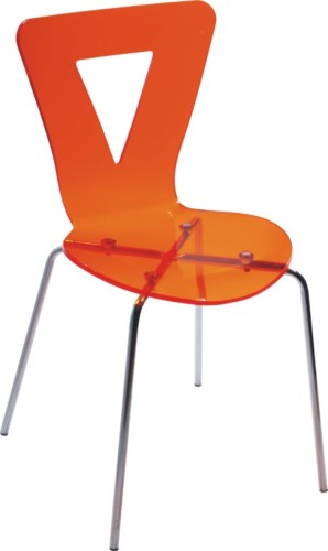 Modern Orange Crystal Plastic Dining Chair Kitchen Room Furniture