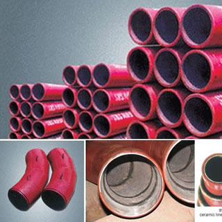 Abrasion resistant ceramic lined pipe