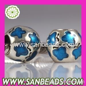 925 Sterling Silver Blue Enamel Butterfly European Bead Charms