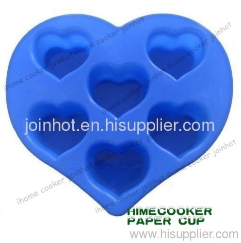 6 heart shape cups in one heart shape sheet Silicone cake mold