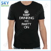 Mid Weight 180GSM O-Neck Printed Mens T Shirt in Black