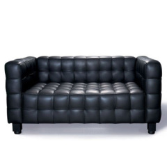 Modern black Josef Hoffmann Kubus chair 2 zits leather sofas settee 2 seater sofas furniture for sale