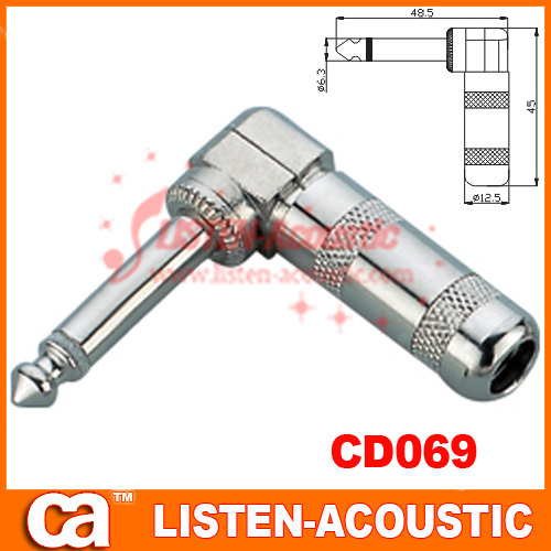 6.3mm mono / stereo plug connector 90 degree CD069/069N