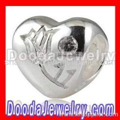 Wholesale european Silver Heart Charm Bead