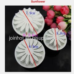 New 3 Pcs sunflower Fondant Cake Decorating Plunger Cutter