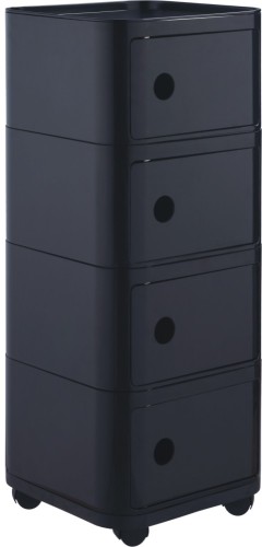Modern Wheels Storage 4 Drawers Units Black Plastic Square 4 Layers Box For Storage China Suppliers