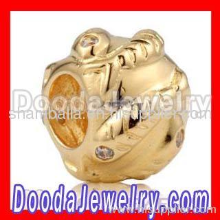 Gold european Fish Charm Bead