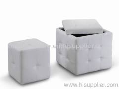 storage ottoman with small pouf pu pvc leather funritre