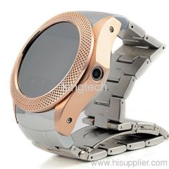 luxury Rose Golden watch phone with touch screen Camera MP3