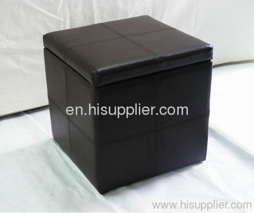 PU PVC LEAHERstorage ottoman wooden legs