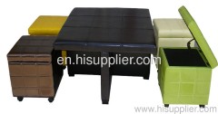 COFFEE TABLE WITH 4 OTTOMAN