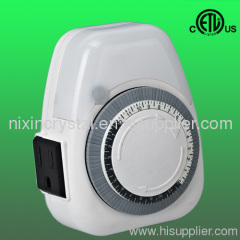 24hours single outlet indoor mechanical timer, grounded.