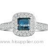 14k Gold Blue Topaz and White Diamond Ring,white gold jewelry,diamond ring,fine jewelry