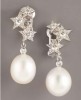 fashion star earrings,freshwater pearl earrings,925 silver jewelry,fine jewelry